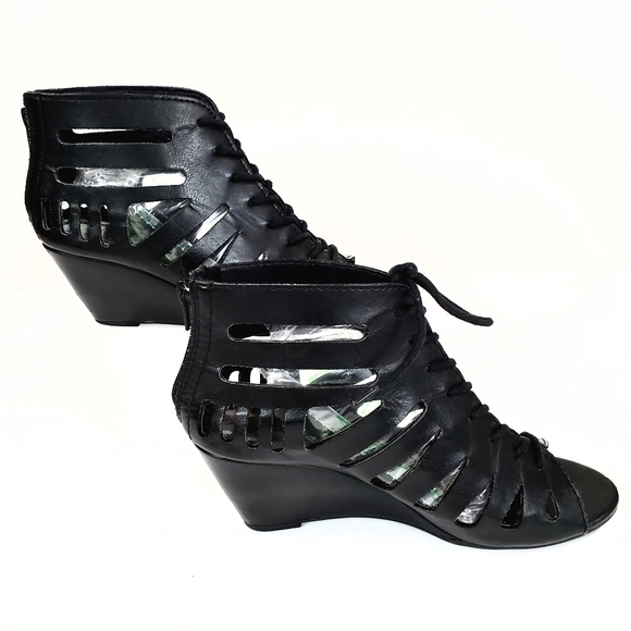 Brash Black Wedge Gladiator Sandal Shoe Size 8.5 - Picture 2 of 12